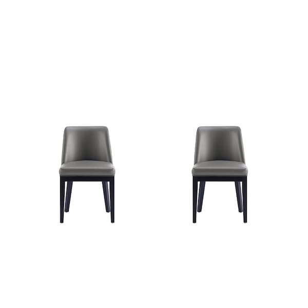 Manhattan Comfort Gansevoort Faux Leather Dining Chair in Pebble Grey - Set of 2 DC051-PE - main